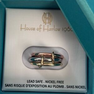 House of Harlow 1960 Gold and Silver Ring Trio